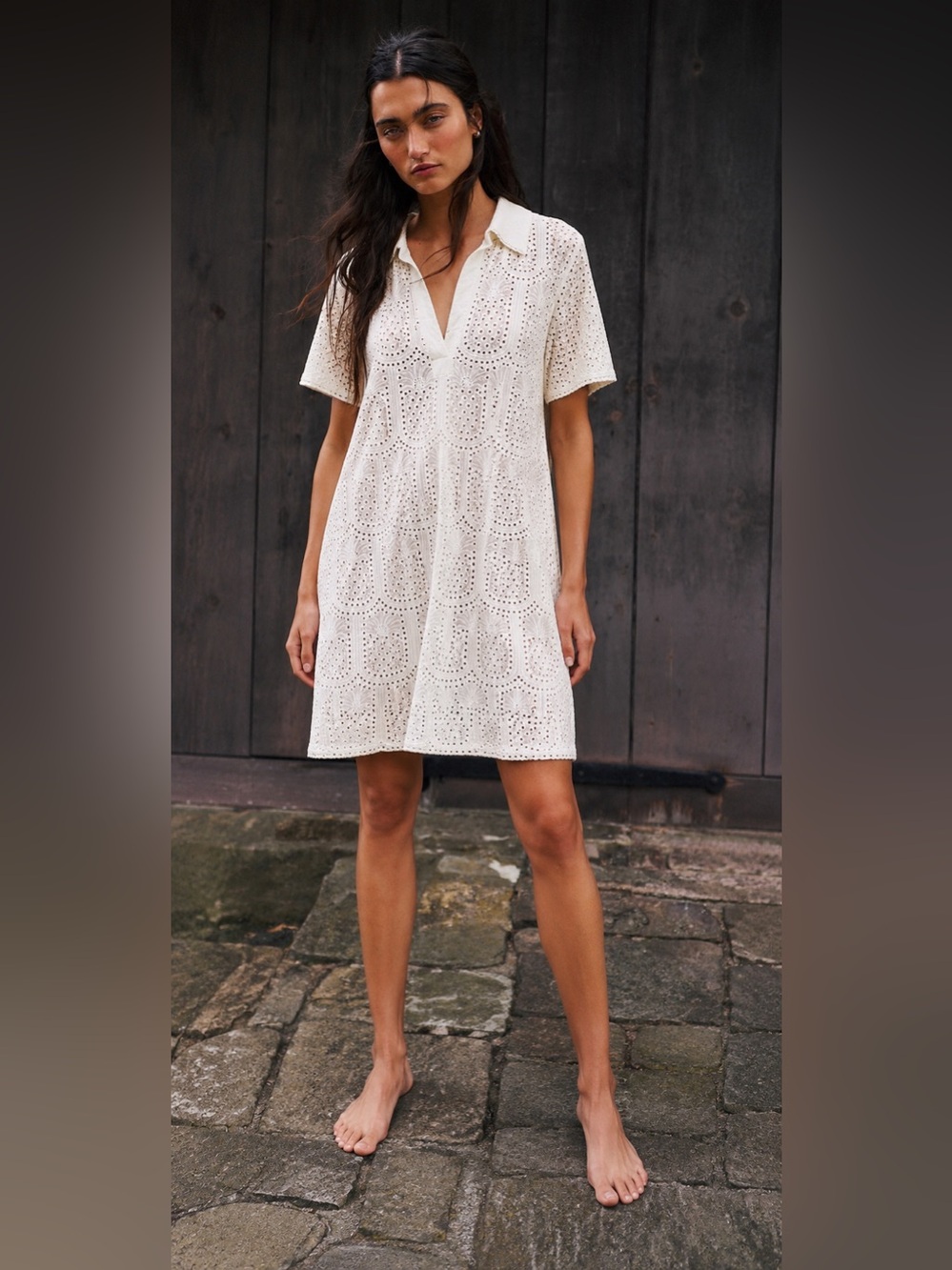 Women’s Cream Eyelet Cover-Up Dress
